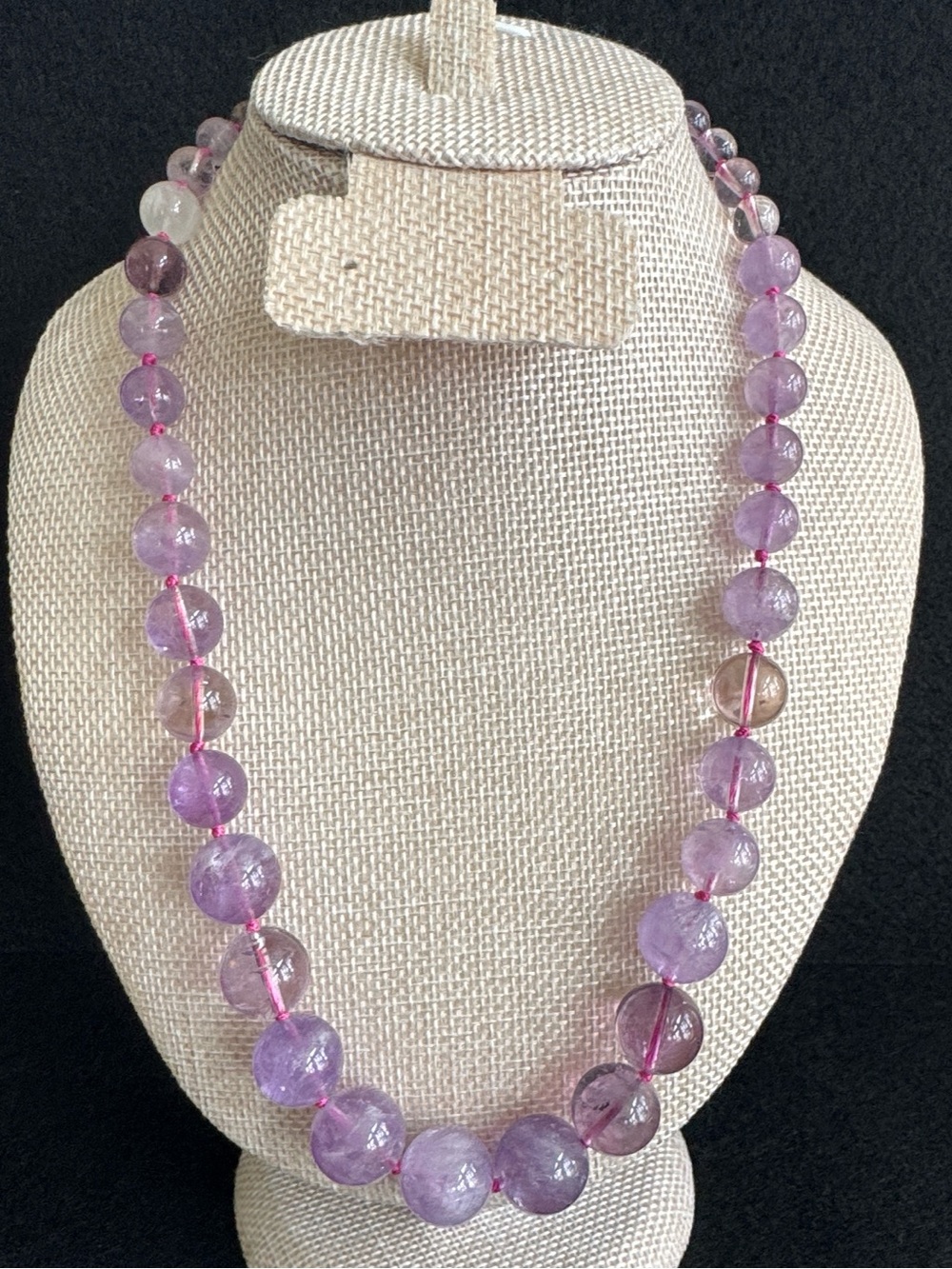 VTG Genuine Lavender Amethyst Graduated Bead Necklace 17-18"